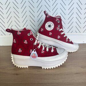 ✨Converse Run Star Hike Hi 7.5 Womens shoes Cross Stitch Roses Sneakers A14885C